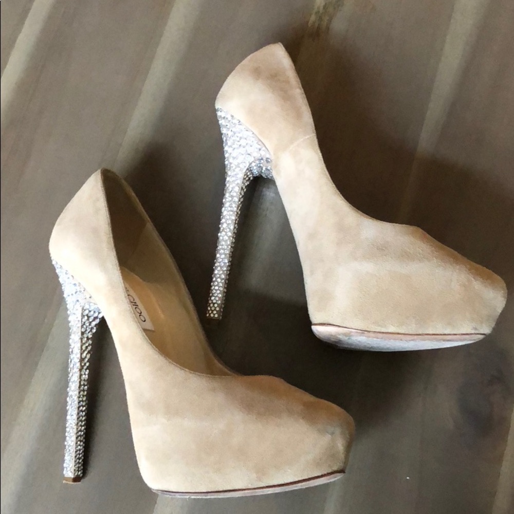Esam suede Jimmy Choo crystal heel shoe